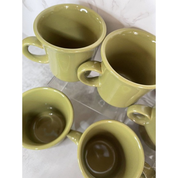 Vintage 7 Franciscan Earthenware Pebble Beach Tea Coffee Cup Avocado Green MCM - Picture 4 of 8